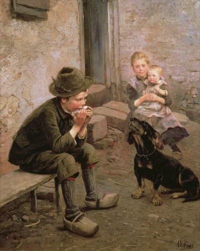 The Mouth Organ Player by Adolf Lins